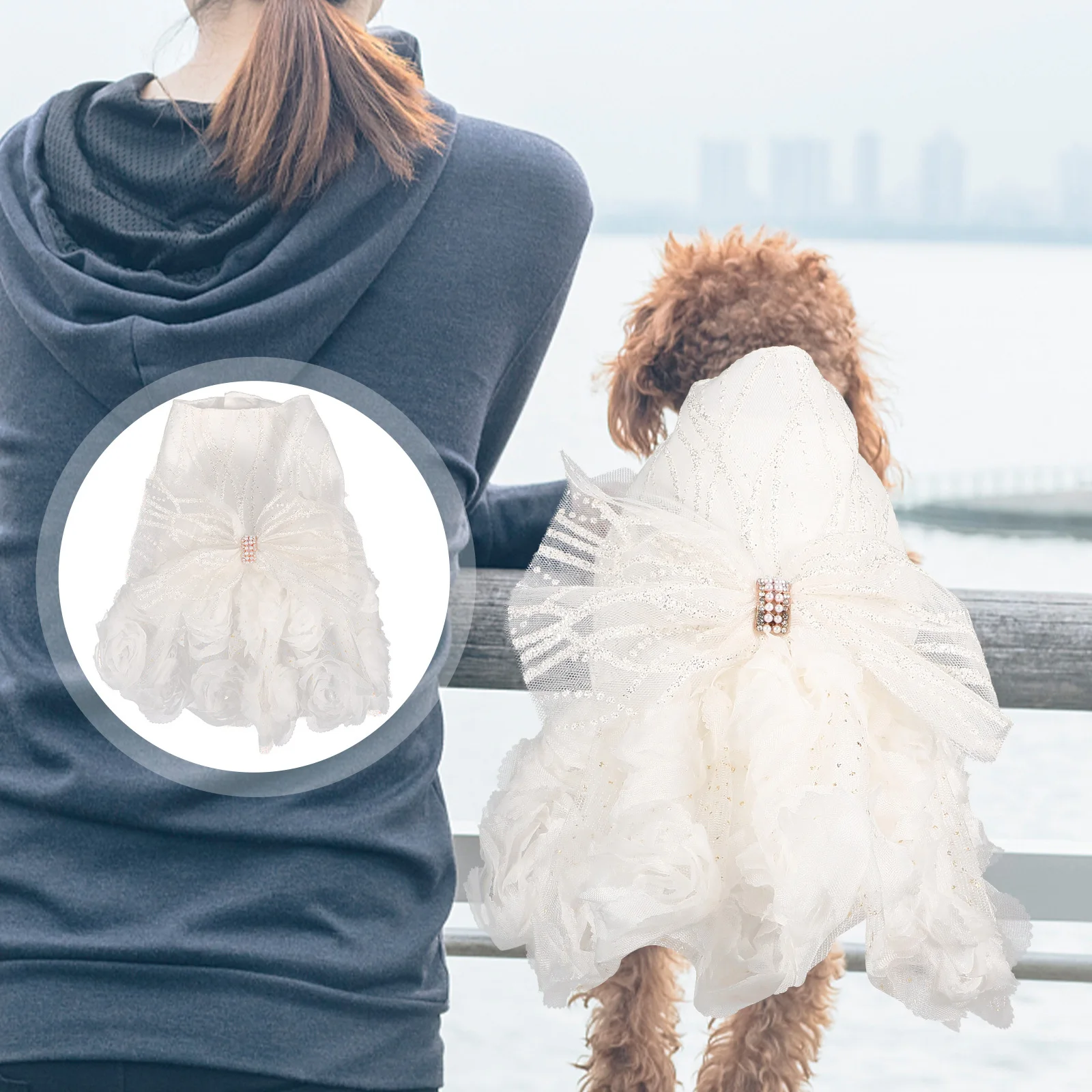 

1pcs Premium Dog Wedding Dress For Small Puppy Pet Cosplay Party Costume Elegant Tutu Formal Wear Comfortable Pet Wedding Attire