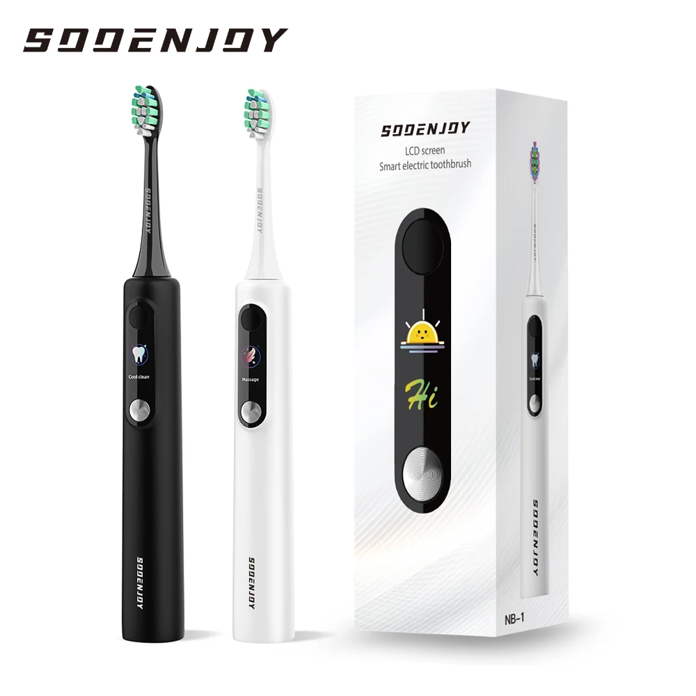 SOOENJOY Smart LCD Screen Sonic Electric Toothbrush NB-1 DIY Mode Cleaner Adult Automatic IPX7 Waterproof Teethbrush