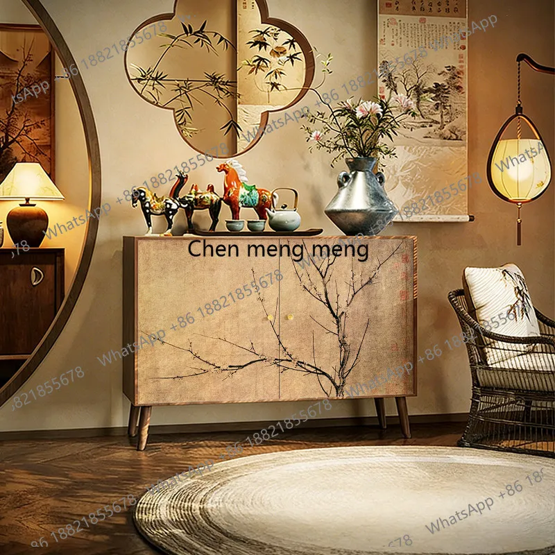 

New Chinese-style living room household all-solid wood porch cabinet integrated installation-free locker dining side cabinet