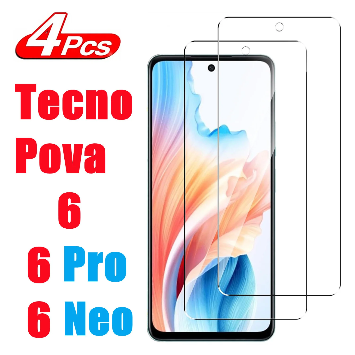 

2/4PCS For Tecno Pova 6 Neo Tempered Glass Protective For Tecno Pova 6 Screen Protector For Tecno Pova 6 Pro Tempered Glass