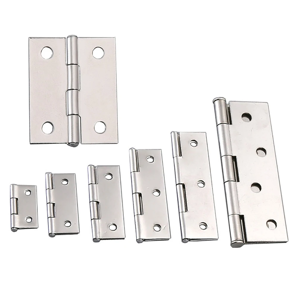 1 Pair Stainless Steel Hinges Heavy Duty Butt Hinge 1/1.5/1.75/2.25/2.6/3/3.5inch Multiple Sizes Household Hardware Accessories