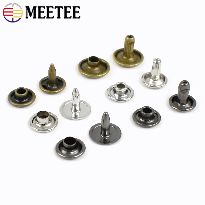 Meetee 100pcs 6-12mm Metal Hitting Nails Buckle One-sided/Double-sided Pin Rivets Button DIY Bag Decor Rivet Pins Hook Accessory