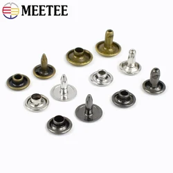 Meetee 100 pz 6-12mm metallo colpire unghie fibbia un lato/bifacciale perno rivetti pulsante borsa fai da te Decor rivetto perni gancio accessorio