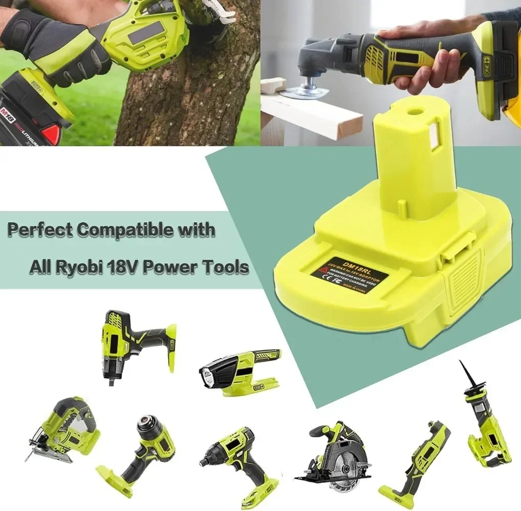 Imagem -03 - Dewalt Bateria Conversor Adaptador 20v Max Milwaukee 18v Converter Bateria Llithium para Ryobi Broca de Ferramentas Elétricas Dm18rl