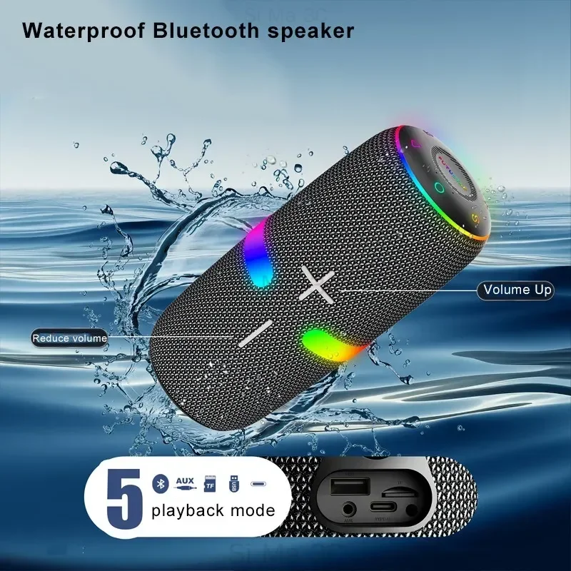 30W กล่องซูเปอร์เบสบูม RGB ลำโพงบลูทูธกันน้ำแบบพกพาเสียงรอบทิศทาง TWS ความถี่เต็มความถี่ทวีตเตอร์ลำโพงบลูทูธ TF