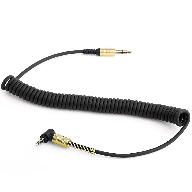 

1.5m Elbow Spring AUX Audio Cable 3.5mm Male To Male Telescopic Vehicle Cable