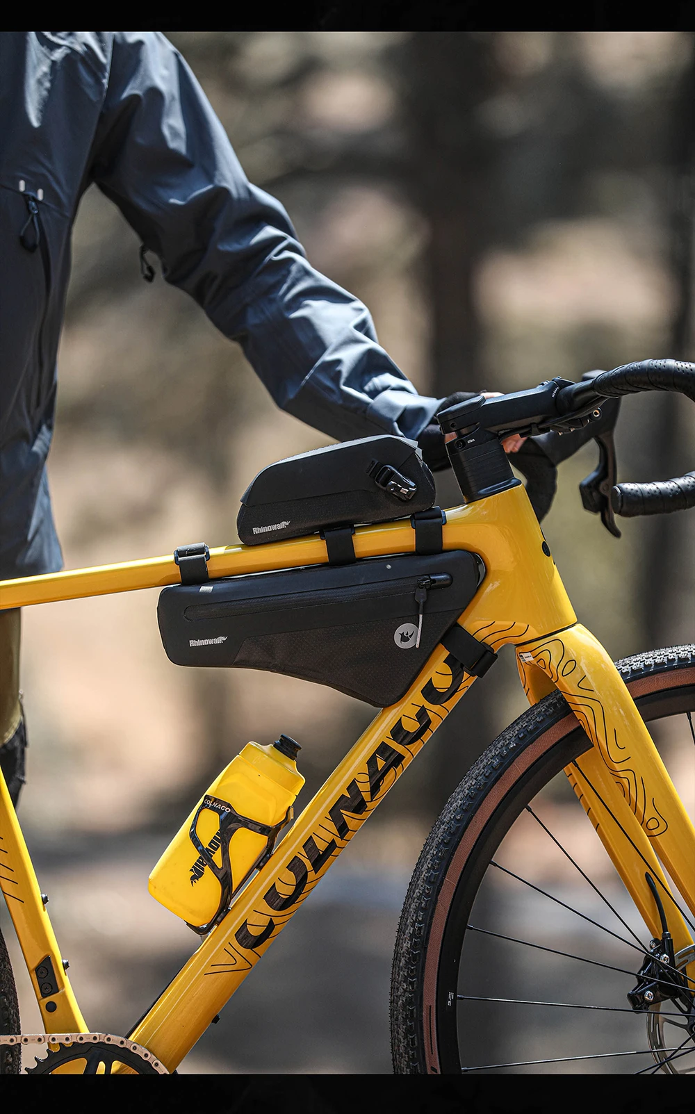 Rhinowalk Fahrradrahmentasche 1,7/2,6 l IPX4 wasserdichte Dreiecksschlauchtasche rutschfest lackfest für MTB- und Rennrad Radfahren Bikepacking – Detail 22