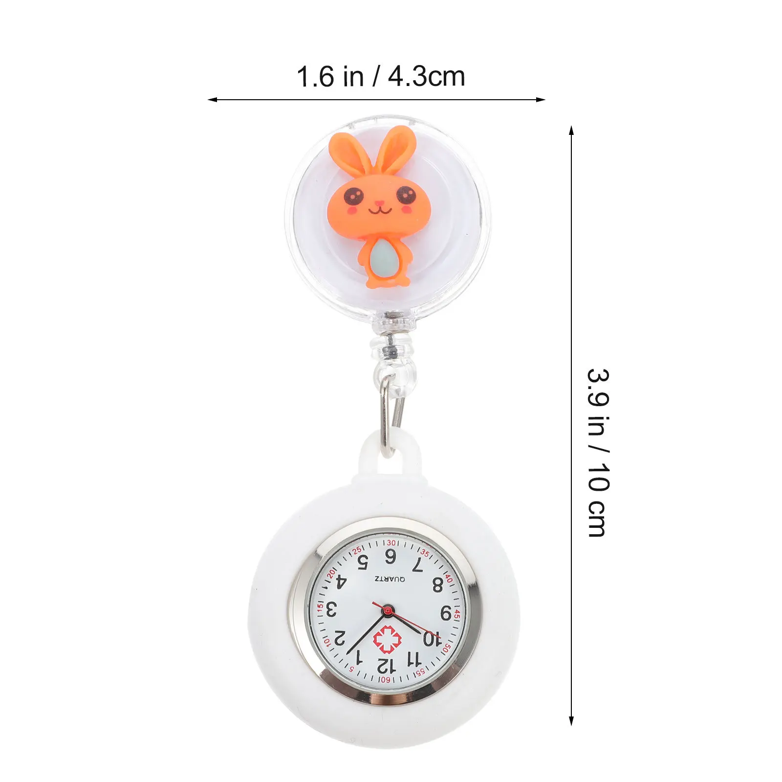 1Pcs Cute Rabbit Designed Pocket Watch Small Dial Chain Watch for Hospital Workers Comfortable Retractable Nurse Gift