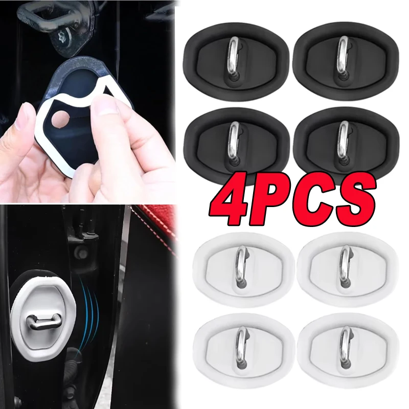 

4PCS Car Door Shock Absorbing Silicone Gasket Rustproof Protective Cover Wear-resistant Silicone Door Latch Anti-bump Sticker