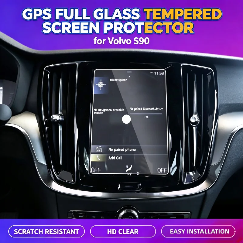 For 17-21 Volvo S90 9-inch navigation screen full glass tempered film car Central control screen scratch protection film