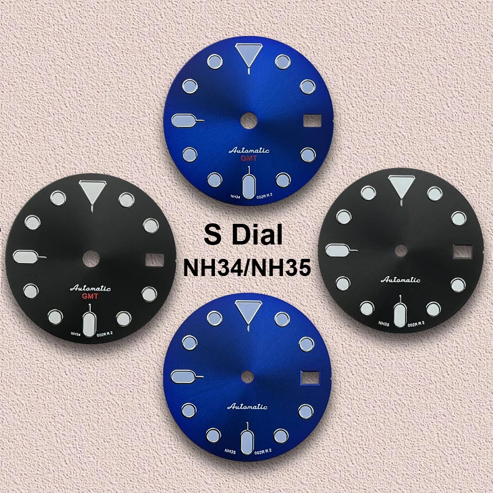 

28.5mm S5 Logo SKX007 GMT Dial Fit NH34/NH35/NH36 Movement Green Luminous Black/Blue High Quality Watch Modification Accessories