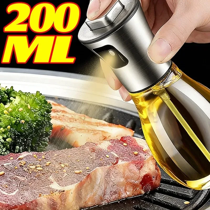 Ölsprühflasche für die Küche 2-in-1 Olivenöl-Spender Rundes Trommeldesign Feiner Sprühnebel für Kochen und Salat aus Borosilikatglas