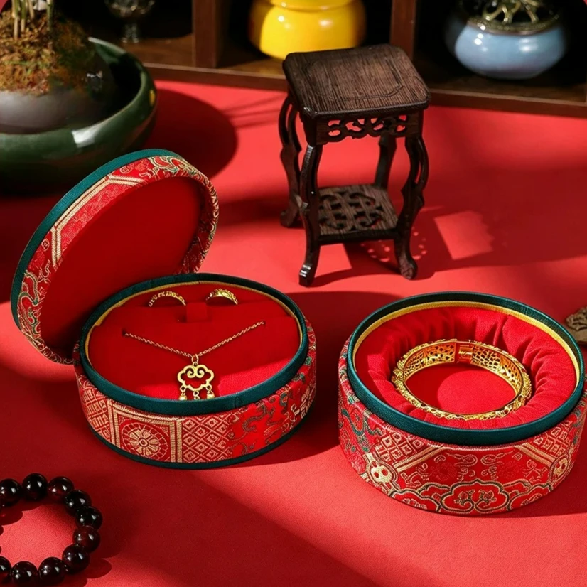Red gold jewelry storage box, ring, earrings, necklace, gift box, jade bracelet, toy bracelet, collection box