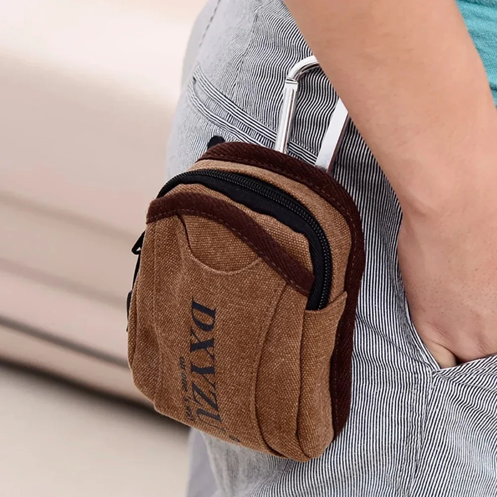 Schleudertasche mit Haken, tragbare Outdoor-Taillentasche aus Segeltuch, Münzgeldbörse, taktische Taschen, Jagd, Sportzubehör für Männer – Detail 5