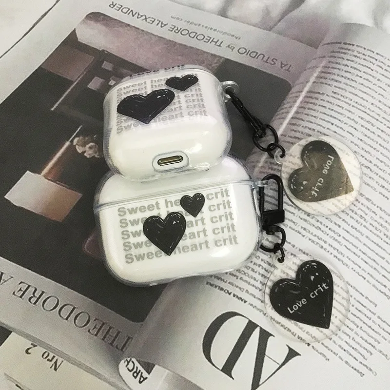 Black Love Case For Airpod 2nd 3rd Generation Case Wireless Bluetooth Pro 2 For Silicone Heart For Apple Original Airpods Case