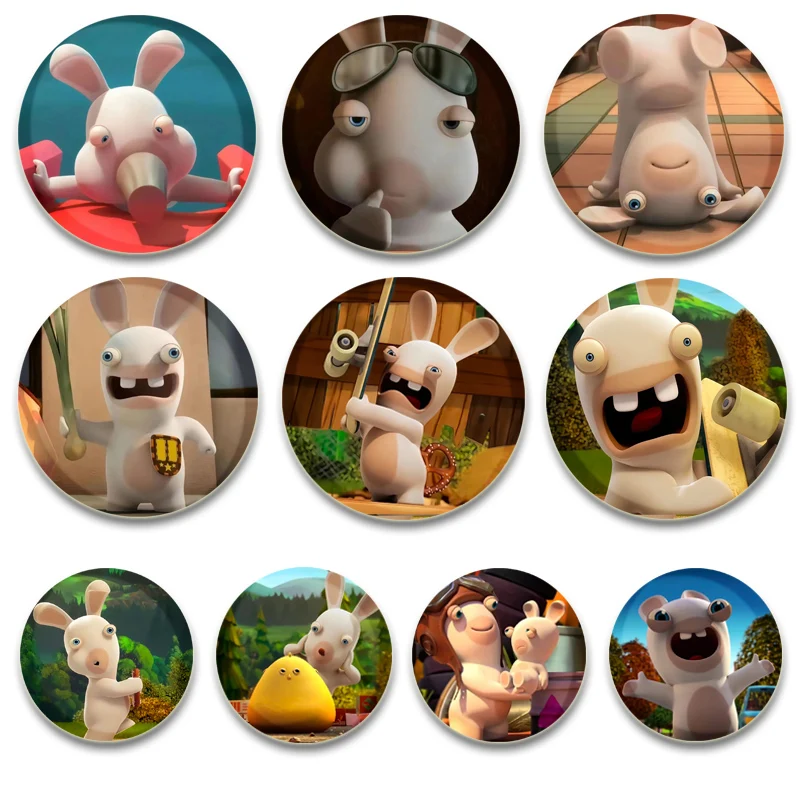 32/44/58mm Rabbids Button Pins Rabbit Invasion Cartoon Badge Round DIY Creative Brooches for Backpack Jewelry Accessories Gifts