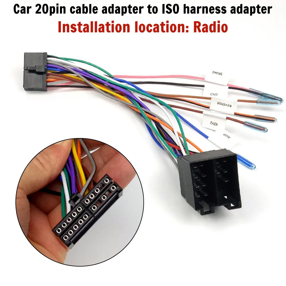20-Pin Cable Adapter To ISO Wiring Harness Adapter 20-Pin ISO Car Radio Adapter Cross Male To ISO Female MP5 Large Screen Machin