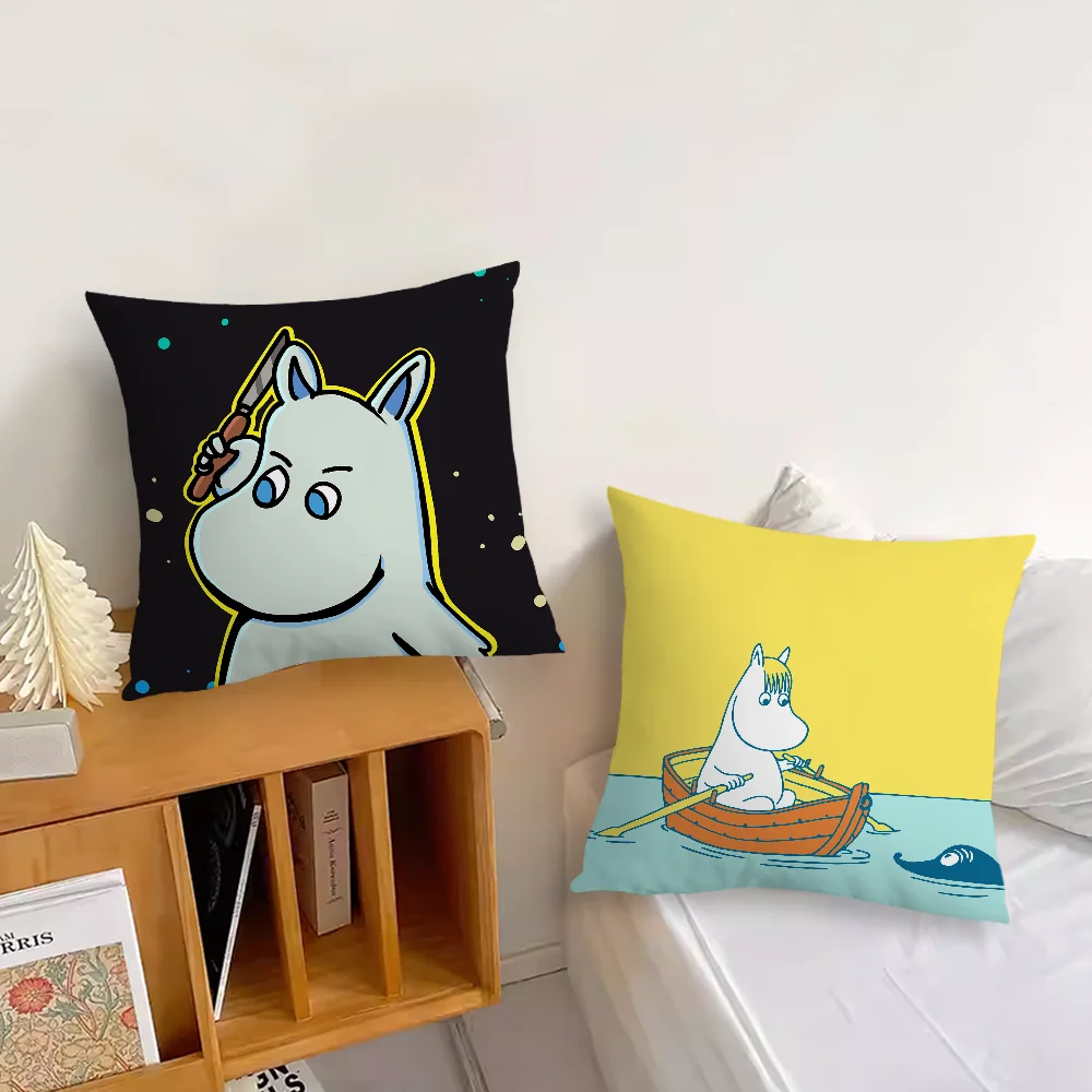 Cartoon-Anime-M-Moomins-Hippo Pillow Case For Sofa Bedside Table Bedroom Backrest Living Office Cushion Printed Square Multiple