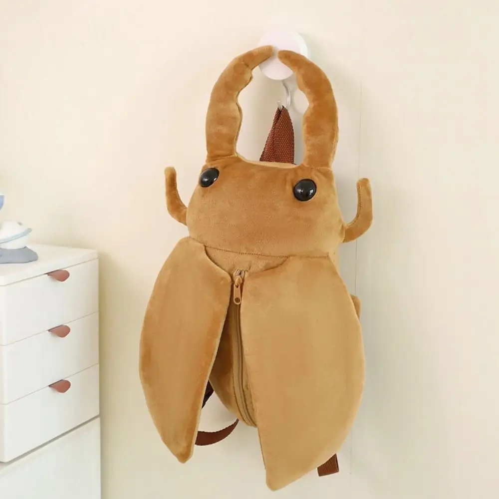 Artificial Animal Insect Insect Backpack Soft Shoulder Bag Cicada Backpack Brown/Green Zipper Design