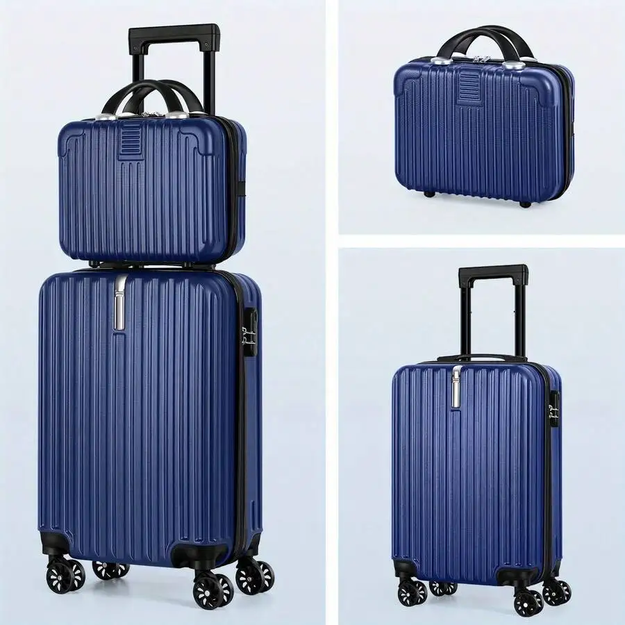 2-Piece Airline Approved Luggage Set (14' + 20' Carry-On), ABS Hardshell With Spinner Wheels & Lock, Travel Combo Luggage Case T