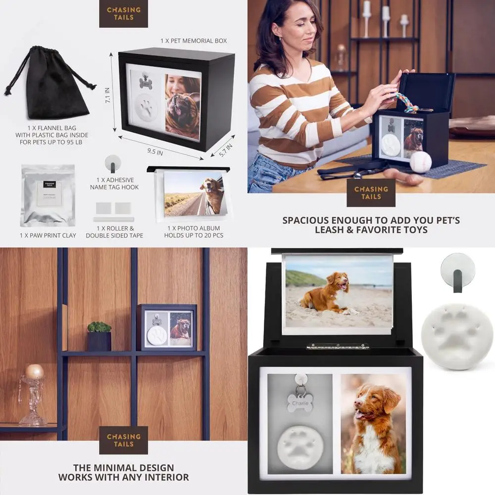 

Pet Urns for Dogs - Dog Urns for Ashes, Suitable for All Pets - Includes Paw Print Kit, Picture Frame and Photo Book for a Lasti