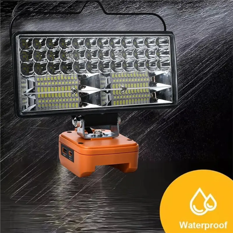 AB46-Fish Work Light Led For Worx 20V 4-Pin Battery 8 Inch USB Spotlight Outdoor Work Light Handheld Emergency Tool Lamp