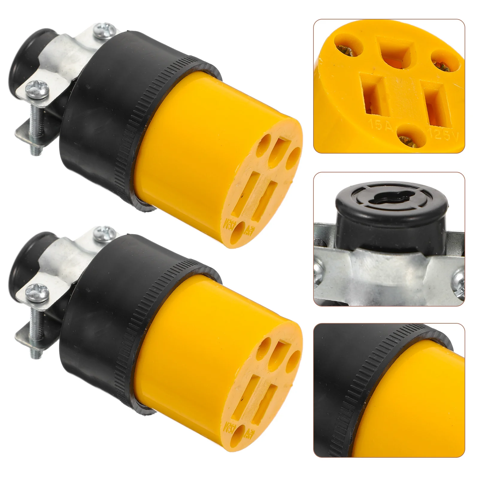 

2Pcs Us Style Wiring Socket Female Extension Cord Ends Replacement Electrical Wire Repair End High Current Compatible
