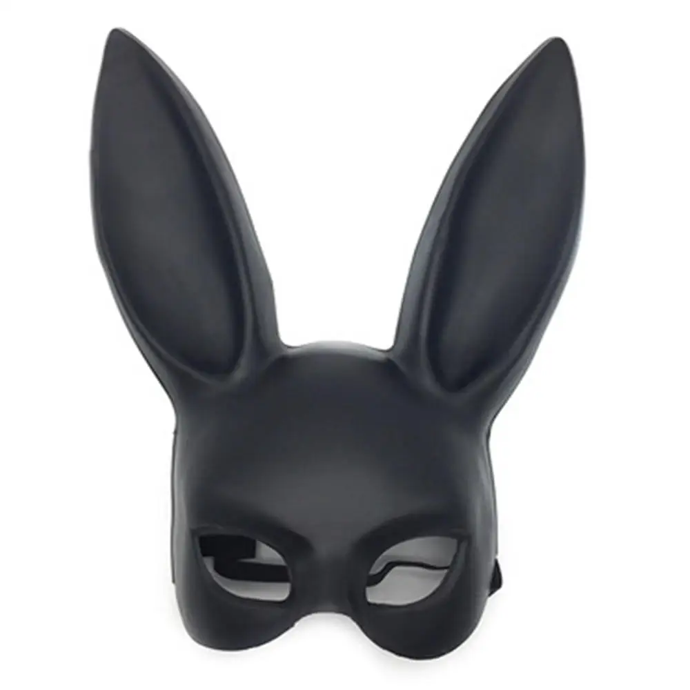 White/Black Anime Women Girl Sexy Bunny Mask Half Face Long Ears Bondage Mask Masquerade Party Cosplay Costume Props