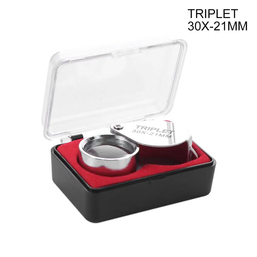 Mini 10-30X Pocket Loupe Metal Folding Jewelry Magnifying Glass High Definition Multifunctional Reading Magnifier Jewelers