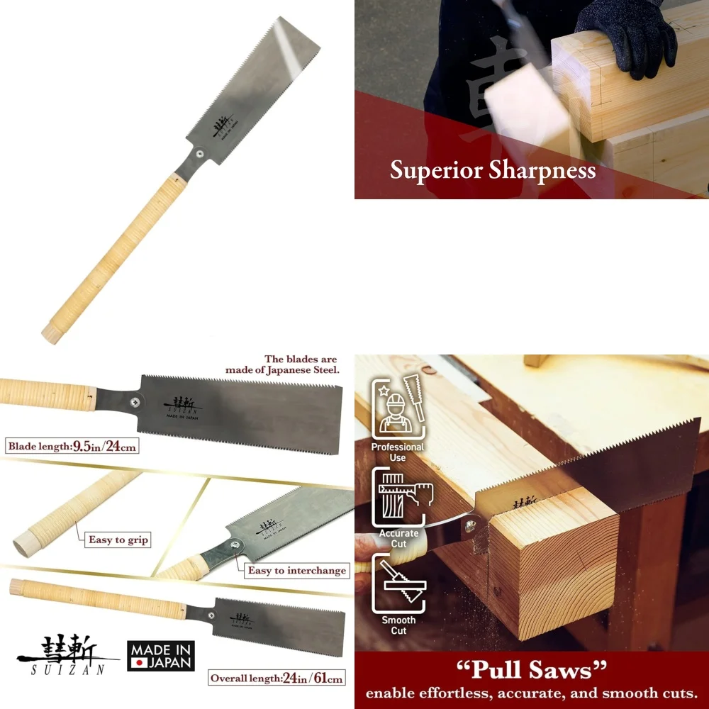 

Hand Tool Sets9.5 Inch Japanese Pull Saw Ryoba Double Edge Hand Saw for Woodworking