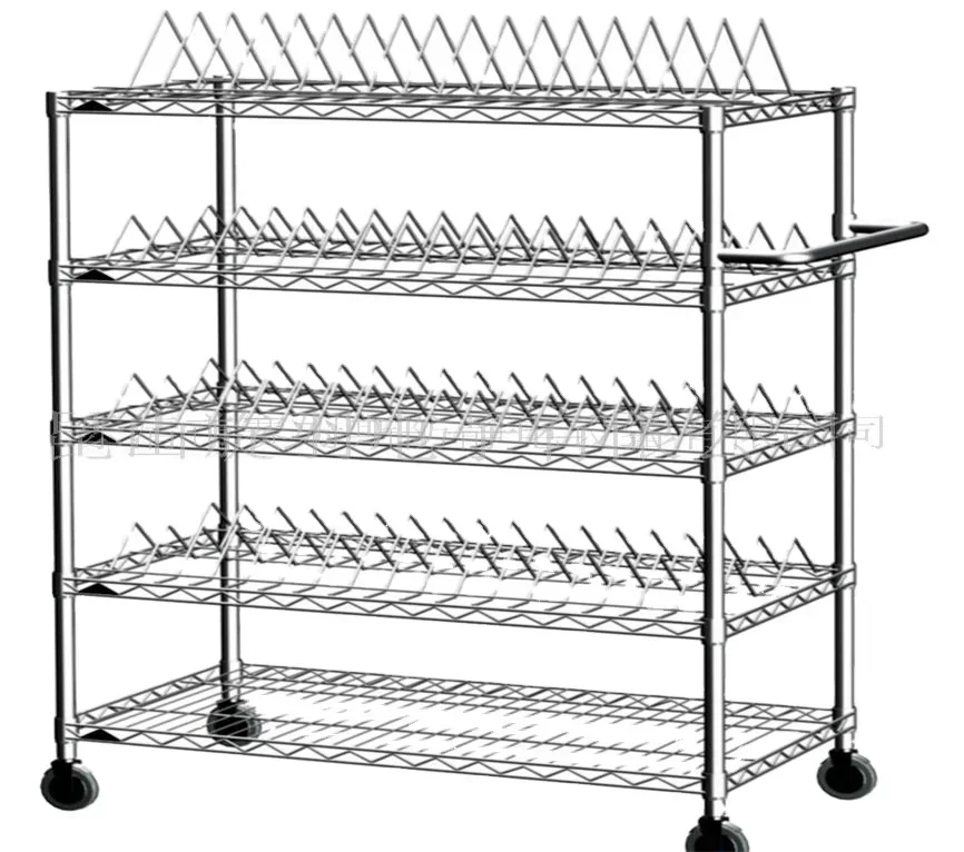 Anti-static Chrome Wire Shelving Trolley, Mobile Storage Cart for SMT Reels