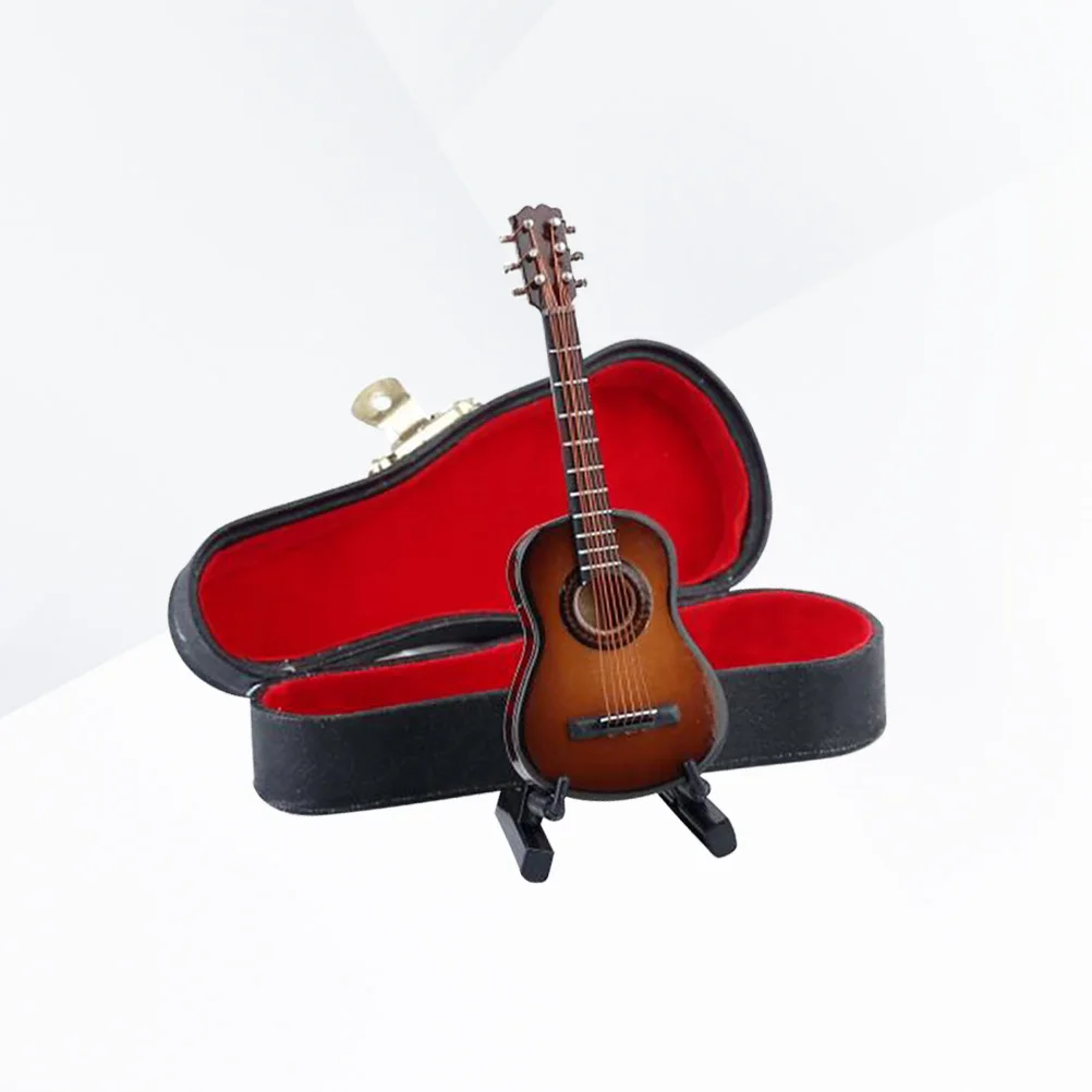 

Miniature Classical Decoration Realistic Wooden Fake Guitar For Dollhouse Home Office Desk Display Graduation Gift Mini