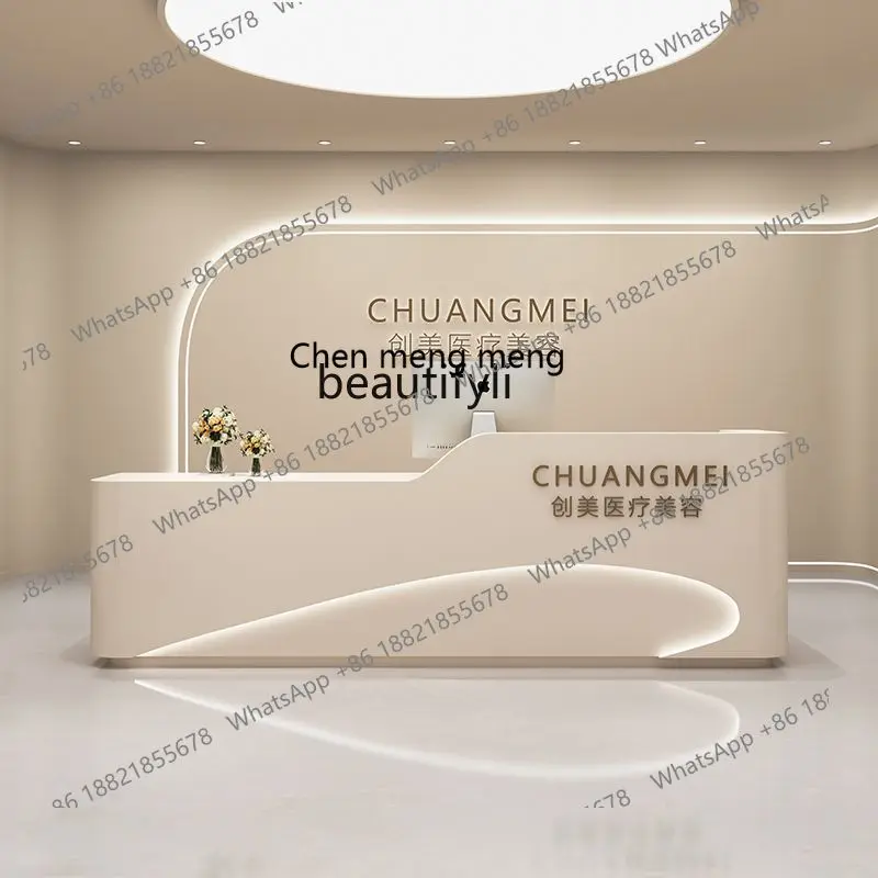 X  Simple bar counter baking paint reception desk light luxury clothing store front desk beauty salon checkout page