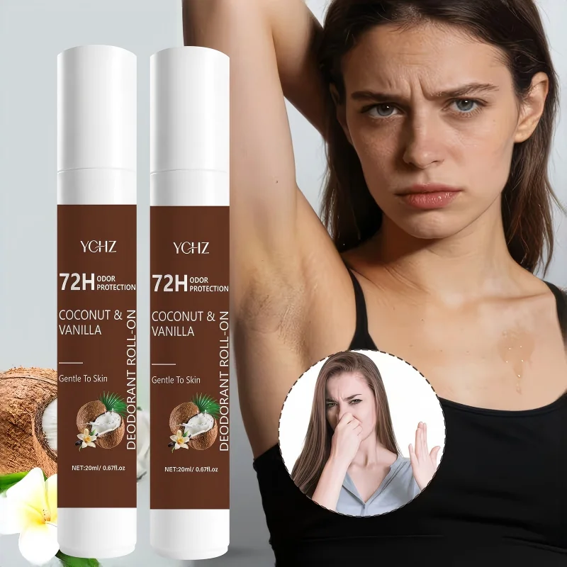 Coconut Vanilla Deodorant Roll-On 72-Hour Long-Lasting Odor Removal, Eliminates Stubborn Odors and Sweat Smells, Refreshing and Non-Sticky, Long-Lasting Fragrance, Antiperspirant Roll-On, Suitable for Both Men and Women, Portable Single Bottle, Solves Everyday Social Embarrassment