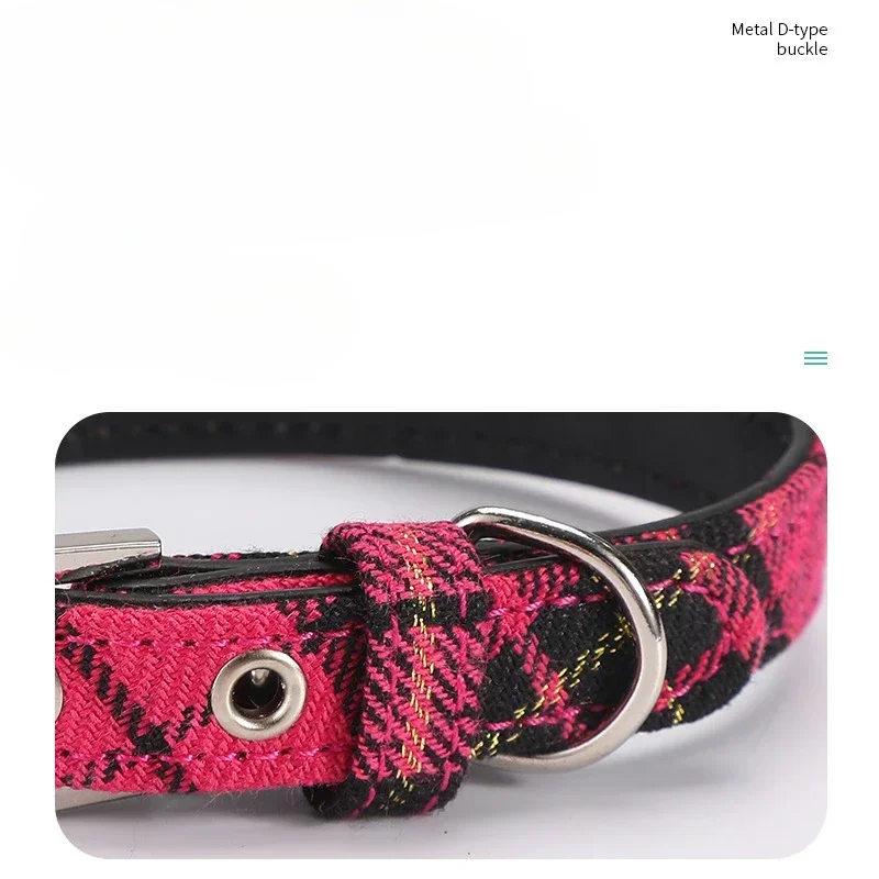 طوق كلب سكوتلندي منقوش ، طوق حيوانات أليفة قابل للتعديل ، جلد بولي يوريثان أحمر كلاسيكي ، نسيج أصفر ترابي ، مستلزمات حيوانات أليفة