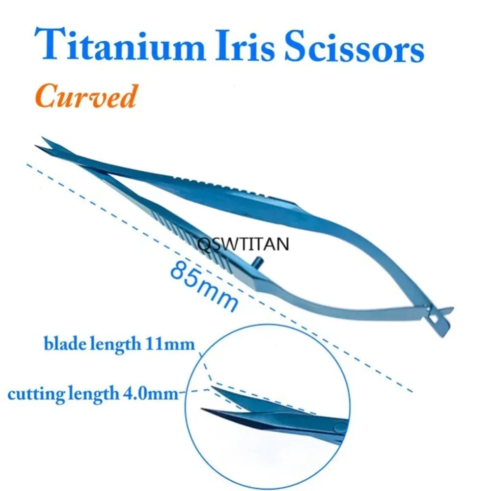 Micro tesoura íris titânio aço inoxidável dupla pálpebra tesoura dicas afiadas instrumento oftálmico em linha reta/curva