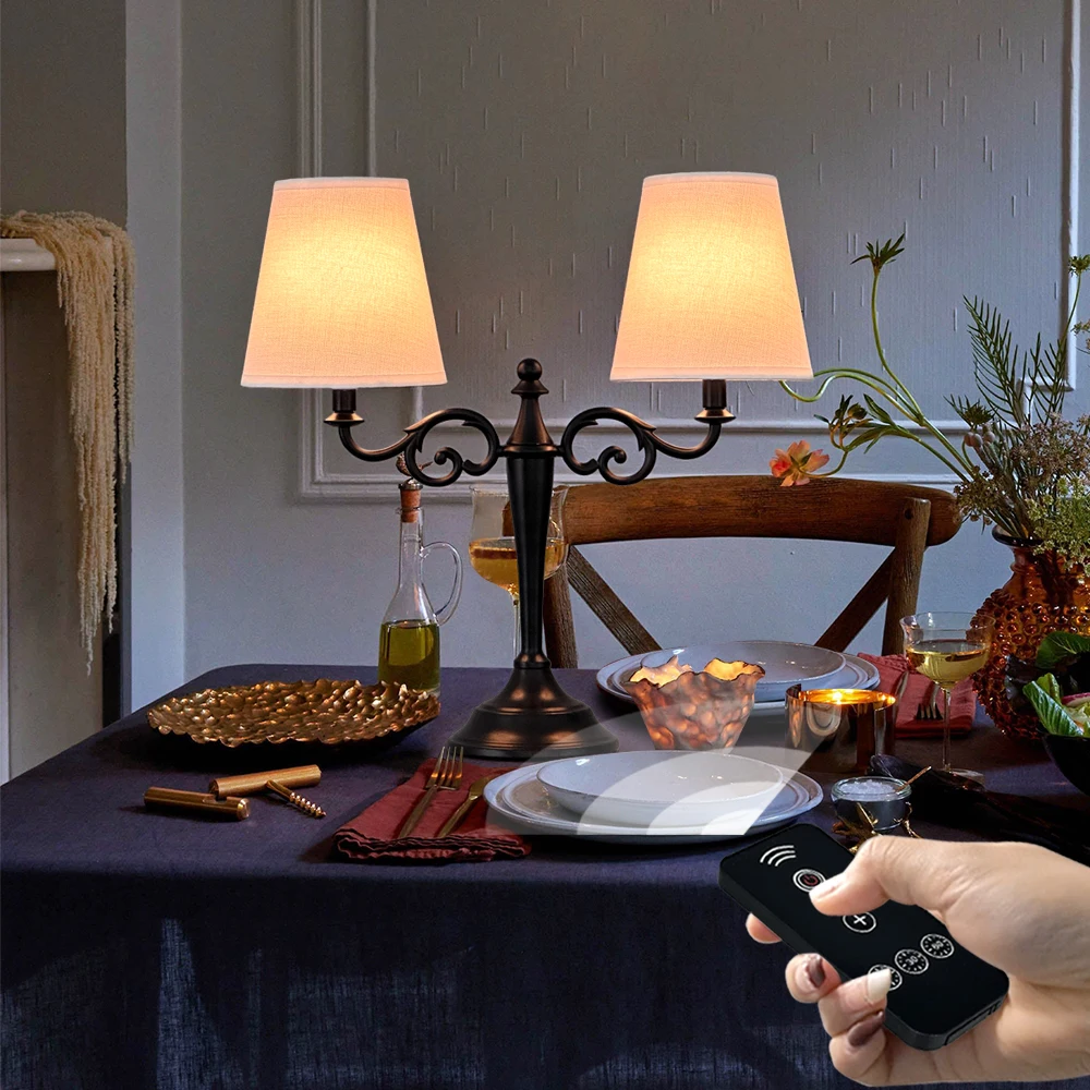 Classic luxury gold ceramic country style LED table lamp, cordless rechargeable eco-friendly decorative lamp