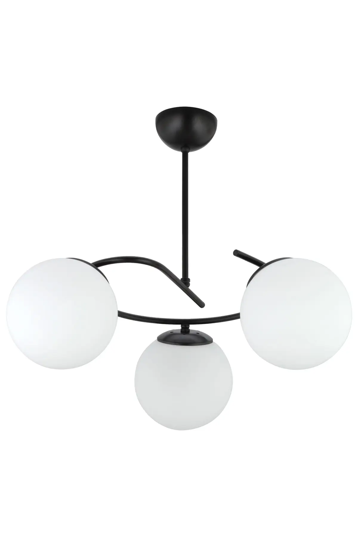 DOLBOVI Modern acacia black 3-piece white glass chandelier