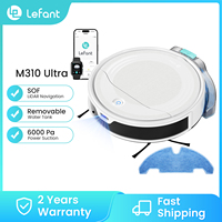 LEFANT M310 Ultra robot dust vacuum cleaner with mop function, 6000 Pa suction, ToF laser navigation, home appliance precise obstacle avoidance, app, Alexa control, animal hair and carpet anti-tangle function
