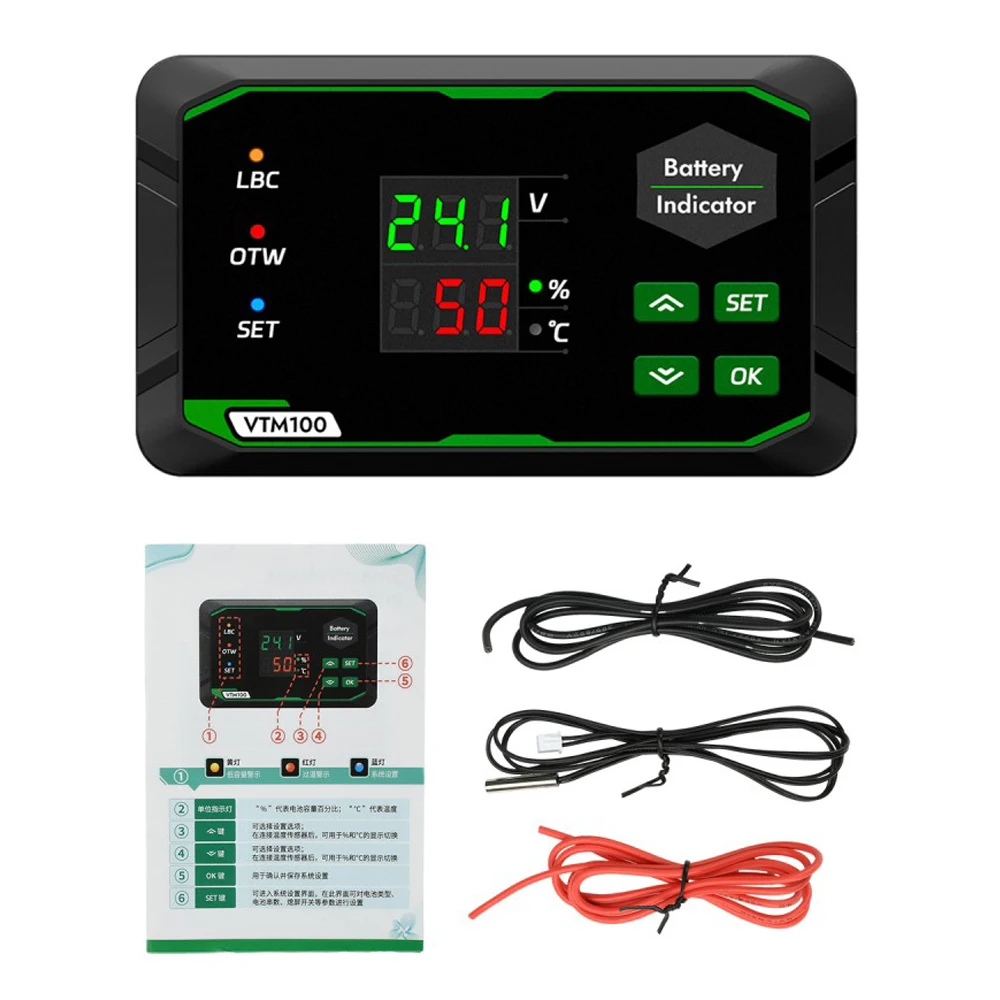 

VTM100 DC7-100V Digital Display Voltmeter Battery Tester Voltage Power Indicator for Ternary/Lithium Iron/Acid Batteries