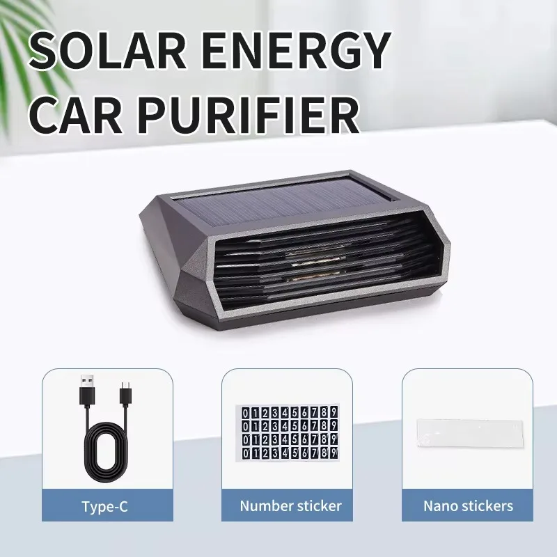 

1pcs Solar purifier, air purifier with vibration sensor, automatic operation,can significantly improve the air inside the car