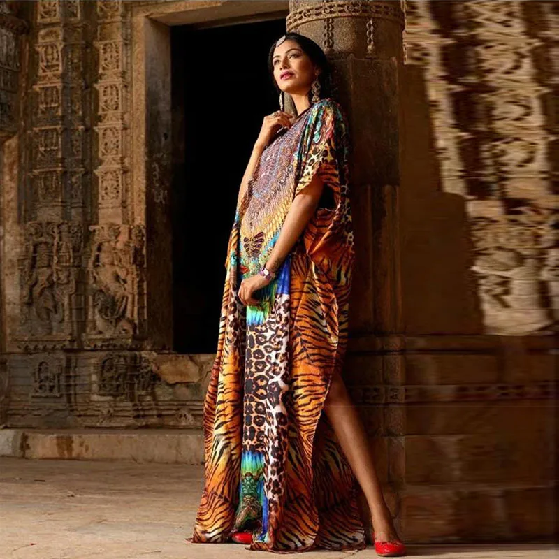 ملابس شاطئ نسائية صيفية جديدة مطبوعة متقدمة من Vaion مقاس كبير مقاس كبير للتخسيس V-Ne n Sle ماكسي Dr