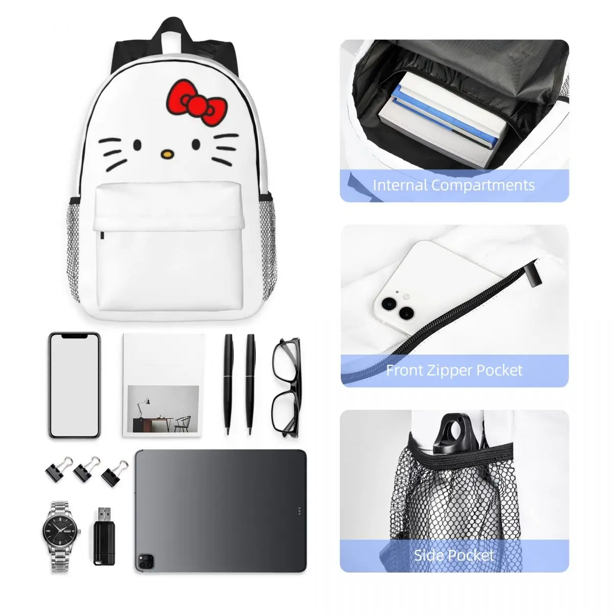 Hello Kitty Compact 15-Inch Backpack - Stylish Lightweight Bag Perfect for Students and Commuters