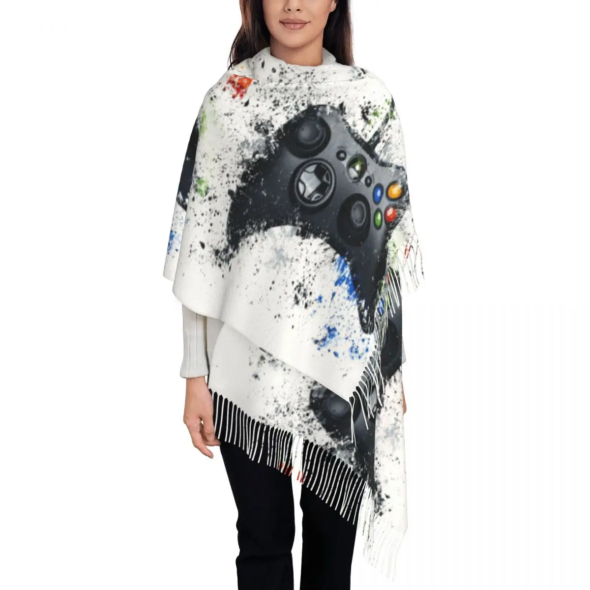 

Customized Print Nostalgia Gaming Controller Scarf Men Women Winter Fall Warm Scarves Video Game Gamer Player Shawl Wrap