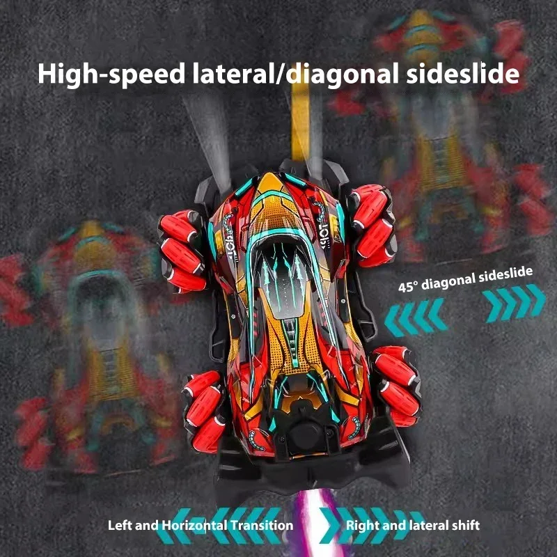 WLtoys F1 Drift RC Car With Led Lights Music 2.4G Glove Gesture Radio Remote Control Spray Stunt Car 4WD Electric Children Toys