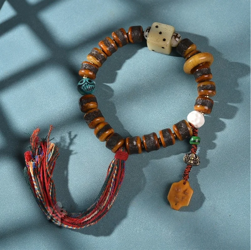 Natural yak bone strings single loop reflux bone antler root payment accessories Tibetan style plaything men and women bracelets