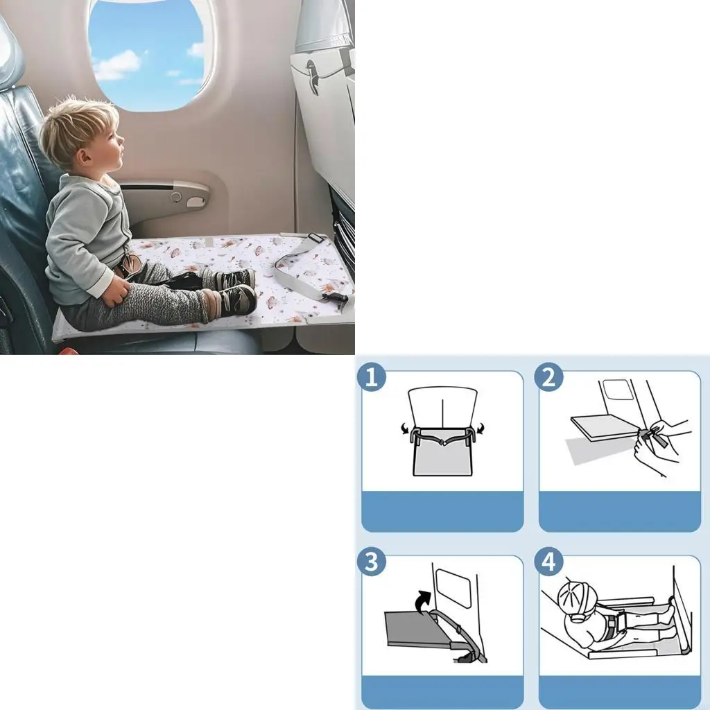 Toddler Plane Extender Transforms Aircraft into Relaxing Bed with Secure Harness for Child's Sleep 4XBC