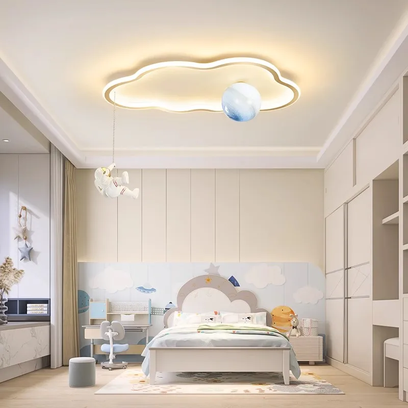 Children's Room Boy Bedroom Ceiling Lights Space Astronaut Planet Cloud Light Modern Warm Nursery Baby Room Decor Ceiling Lamps