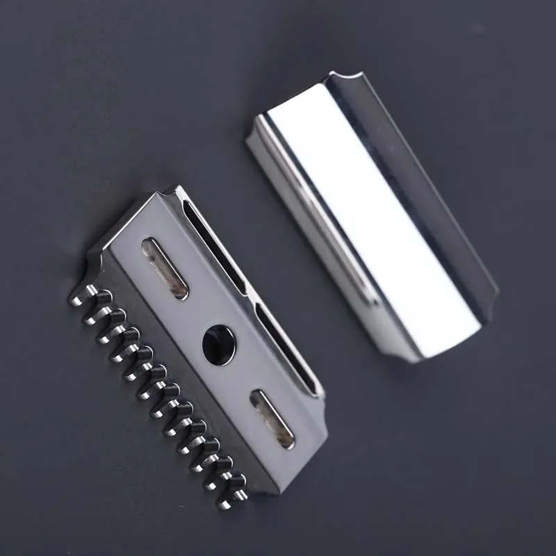 YAQI-Vostok 90DC 316 Stainless Steel Polished Dual Comb Safety Razor Head with 0.9mm Blade Gap, Precision Shaving Tool, 31g