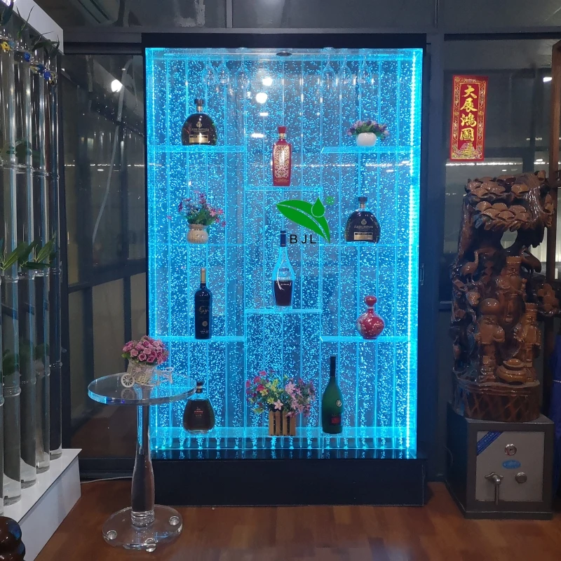 Restaurant and bar light up furniture led colorful blister wall acrylic display wine glass wine bottle bar cabinet